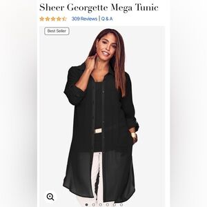 Jessica London Sheer Georgette Mega Tunic - Black